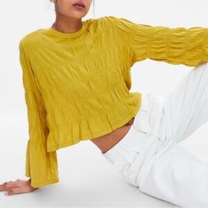 Zara Yellow Textured Blouse